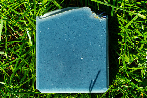 Blue soap on grass